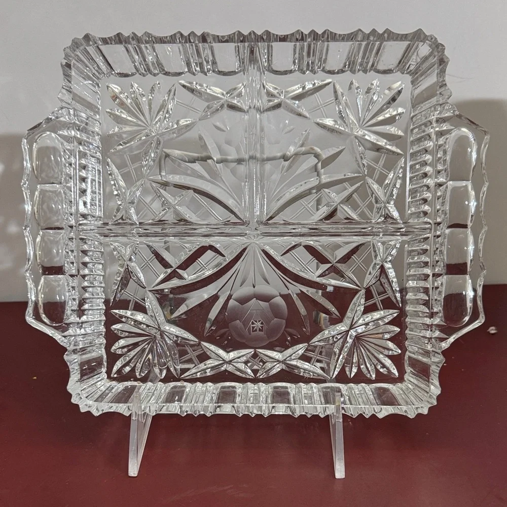 Vintage Lead Crystal Relish Dish, Elegant, and Pristine Divided 3-Section